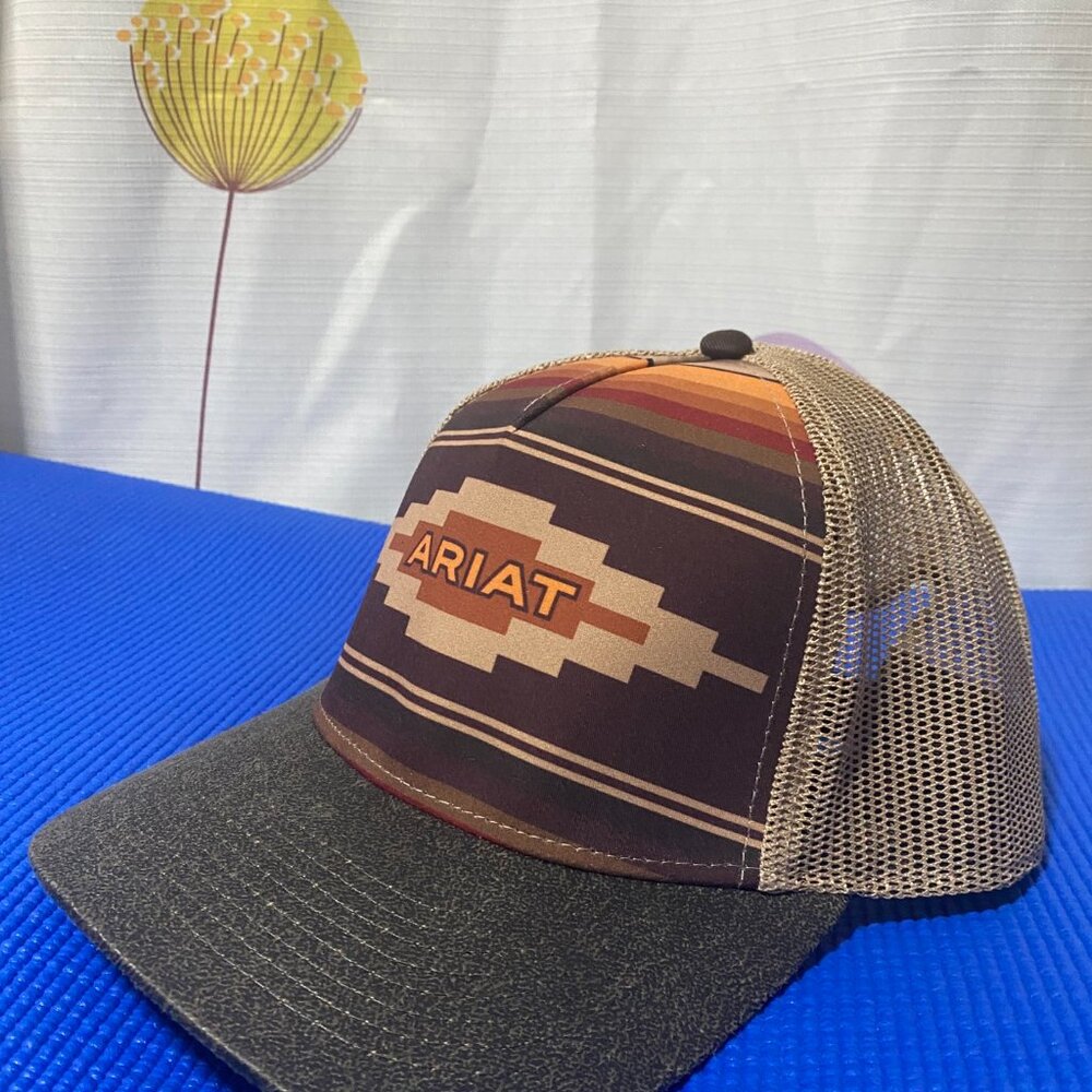 ARIAT 10 ARIAT Ladies Snap Back Aztec Logo Hat, Tan - Picture 2 of 4